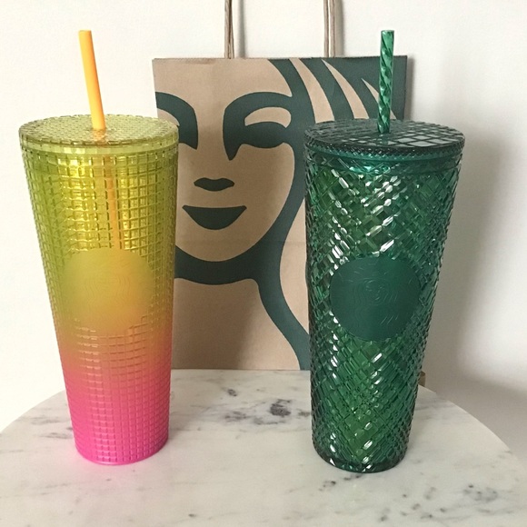 Starbucks Set Of Two Venti Tumblers Studded Grid New With Tag - Picture 2 of 9